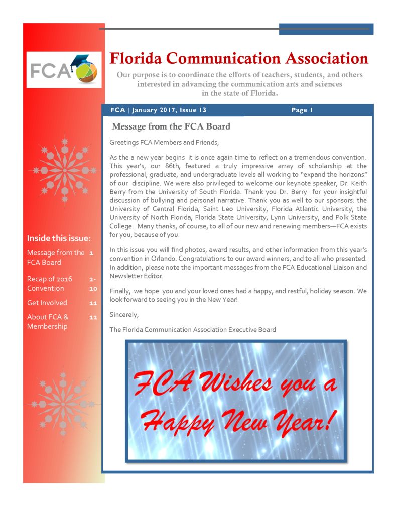 thumbnail of FCA Newsletter – January 2017